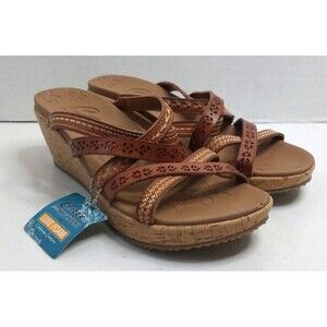 Skechers Beverlee Wedge Strappy Sandals Luggage Color Size 8.5
